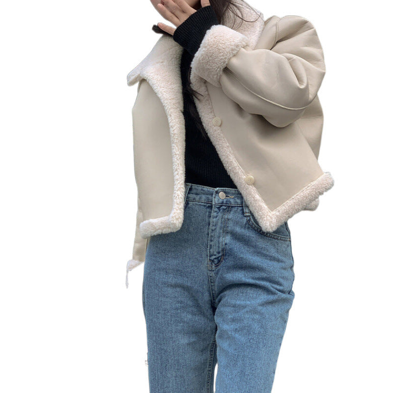 Revers retrò Pelliccia Cappotto in pelliccia di agnello double-face