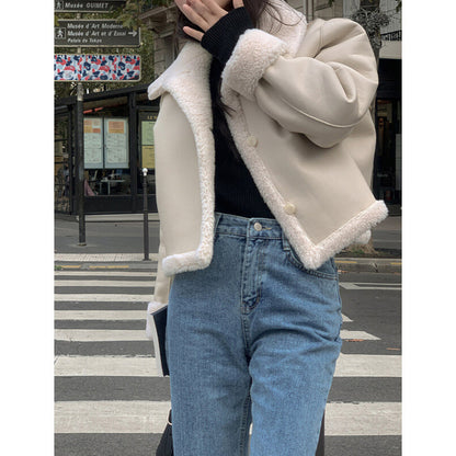 Revers retrò Pelliccia Cappotto in pelliccia di agnello double-face